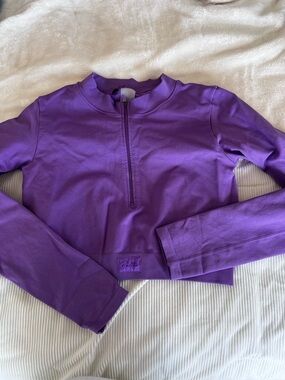 Purple Crop Zip-Front Top
